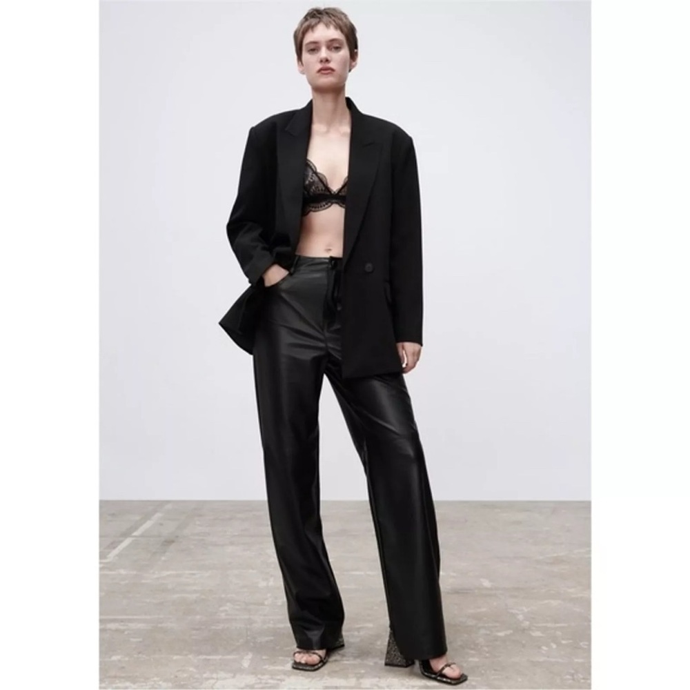 Zara Vegan Leather Straight Leg Pants